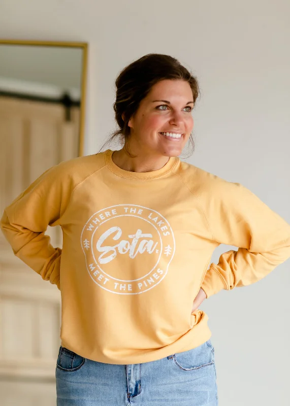 The Minnesota Sunrise Crew Neck Sweatshirt Hoodie with Lace Feminine Delicate