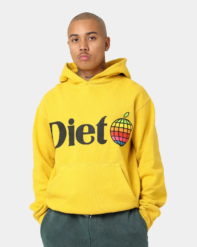 Diet Starts Monday Apple Hoodie Yellow Hoodie with Button Placket Classic Preppy