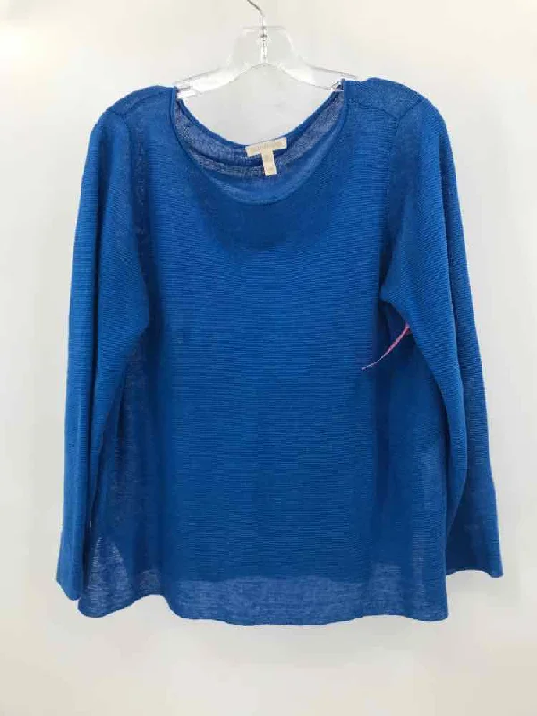 Pre-Owned Eileen Fisher Blue Size Medium Sweater Rayon Fabric Velvet Fabric Corduroy Fabric