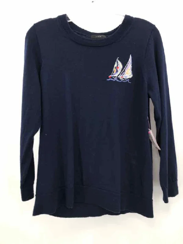 Pre-Owned J Crew Navy Size Large Sweater Satin Fabric Silk Fabric Chiffon Fabric