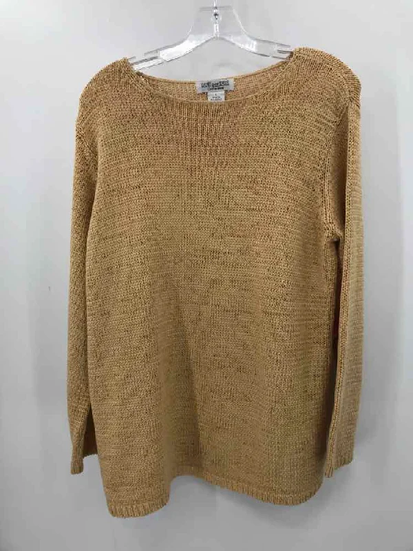 Pre-Owned Due per Due Tan Size Large Sweater Beaded Sweater Sequined Faux Fur