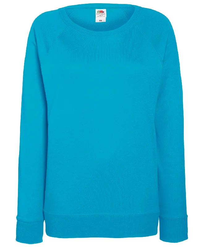 Azure Blue - Women's lightweight raglan sweatshirt Hoodie with Hem Ribbing Snug Secure