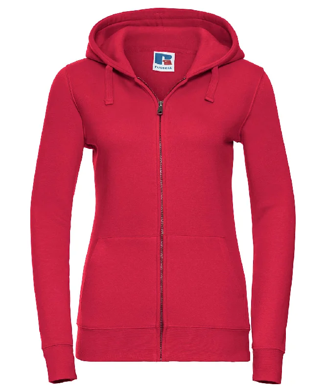 Classic Red - Women's authentic zipped hooded sweatshirt Hoodie with Neon Bright Vibrant