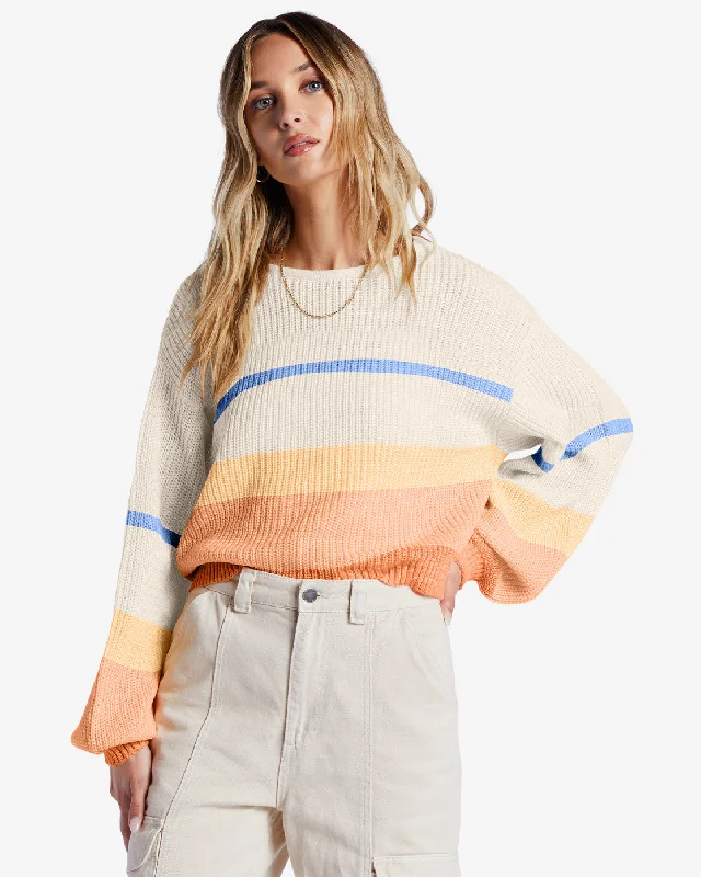 Changing Tides Pullover Sweater - Light Melon Hooded Sweater Collared Sweater Shawl Collar