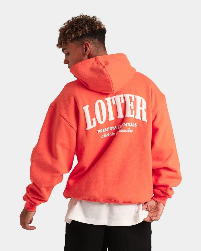 Loiter Premium Hoodie Coral Hoodie with Contrast Stitching Detailed Premium