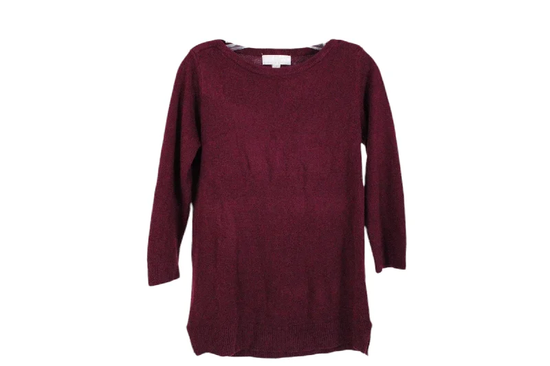 Carolyn Taylor Maroon Soft Knit Sweater | M Hooded Sweater Collared Sweater Shawl Collar