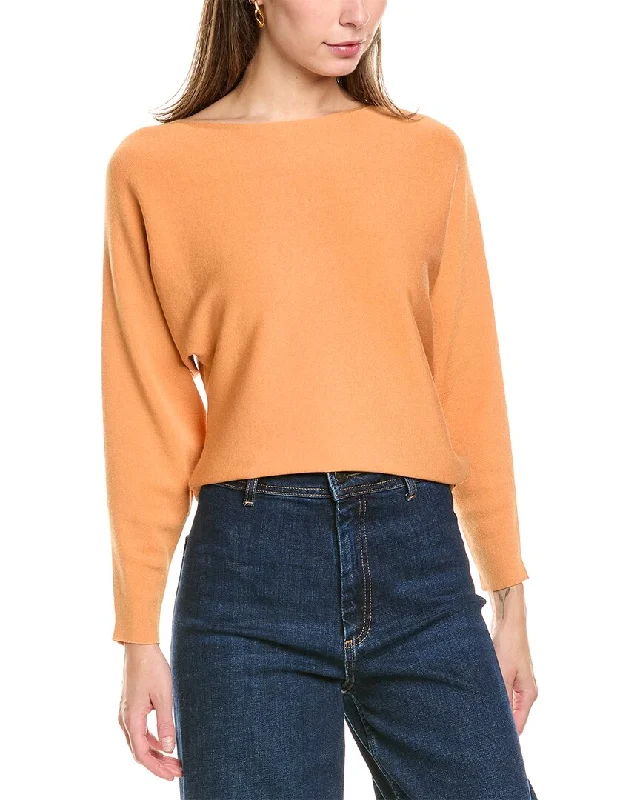 Lafayette 148 New York Asymmetric Dolman Cashmere-Blend Sweater Solid Print Embellished