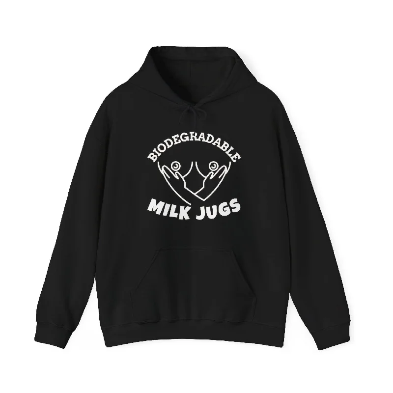 Biodegradable Milk Jugs - Hoodie Hoodie with Hidden Zipper Minimalist Clean