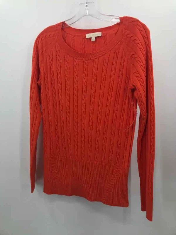 Pre-Owned Etcetera Orange Size Small Sweater Zippered Buttoned Snapped