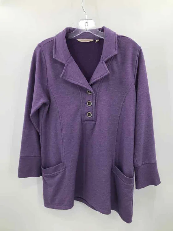 Pre-Owned Soft Surroundings Purple Size Small Sweater Cable Knit Ribbed Knit Lace Knit