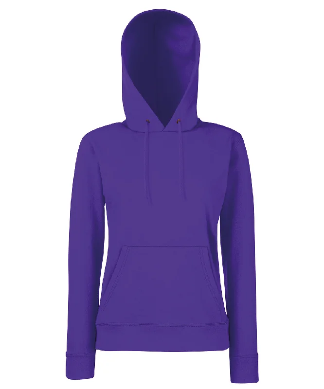 Purple - Women's Classic 80/20 hooded sweatshirt Hoodie with Hem Fringe Bohemian Relaxed