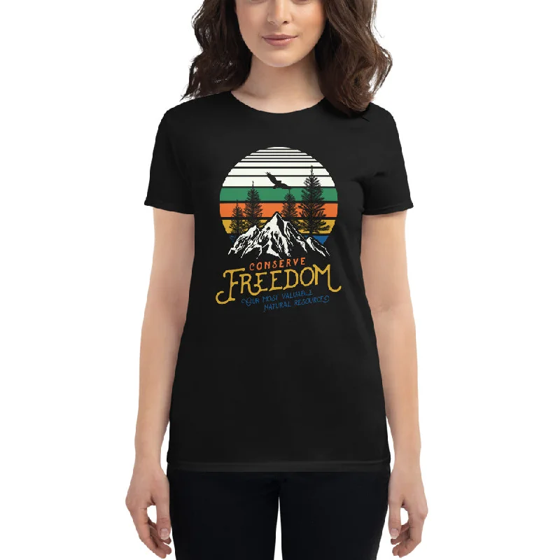 Conserve Freedom Ladies Graphic Tee Fleece Fabric Down Fabric Feather Fabric