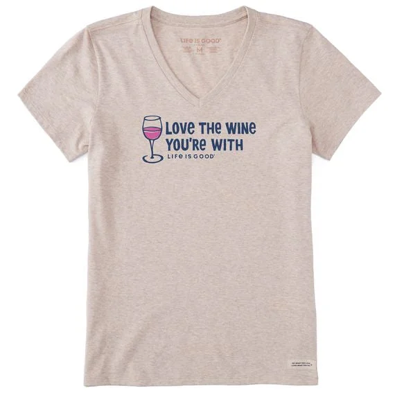 Women Crusher  Love The Wine V Neck Tee Shirt Casual Formal Business