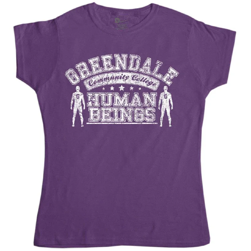 Greendale Human Beings Womens Fitted T-Shirt Rayon Velvet Corduroy