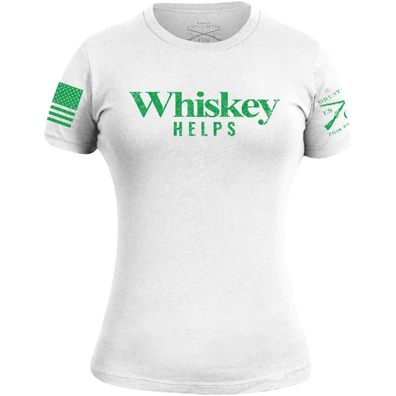 Grunt Style Women's Whiskey Helps - St. Patrick's Day Edition T-Shirt - White Polka Dot Checkered Tartan