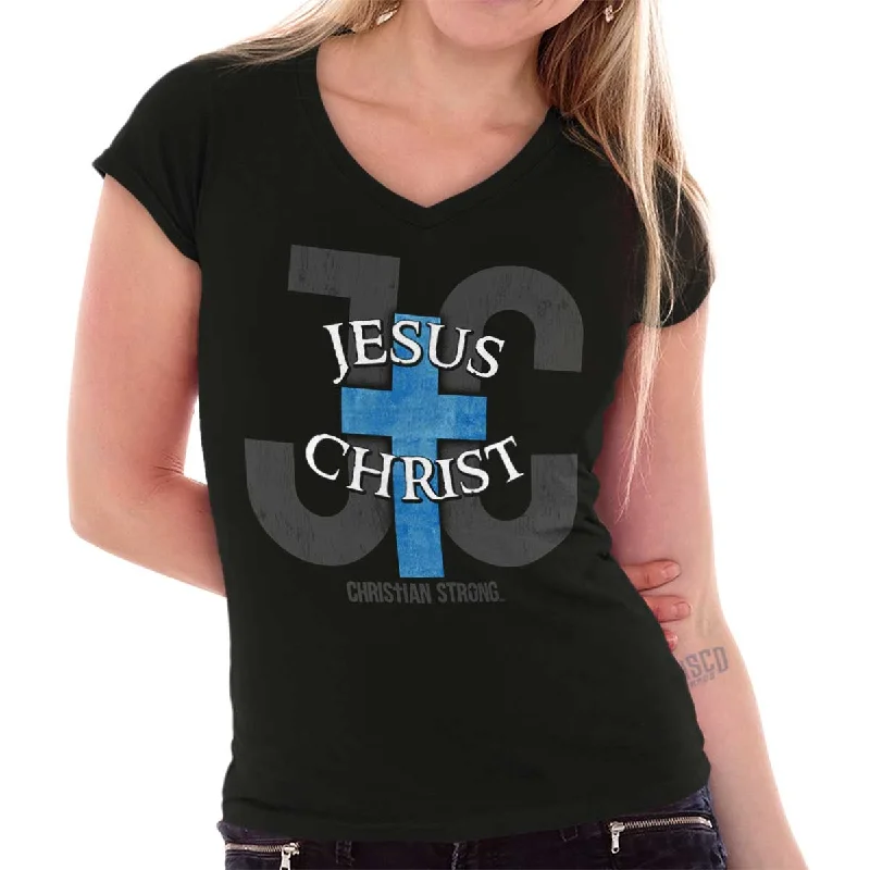 Jesus Christ JC Junior Fit V-Neck T-Shirt Hooded Caped Shawl Collar