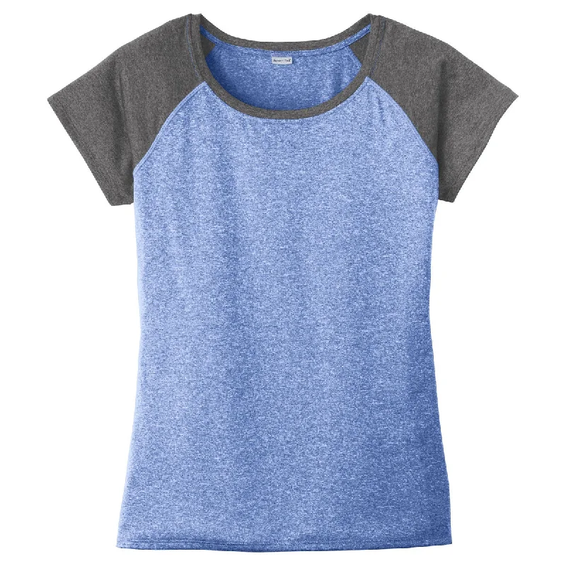 Sport-Tek Women's True Royal Heather-On-Heather Contender Scoop Neck Tee Graphic T-Shirt Round Neck Polyester