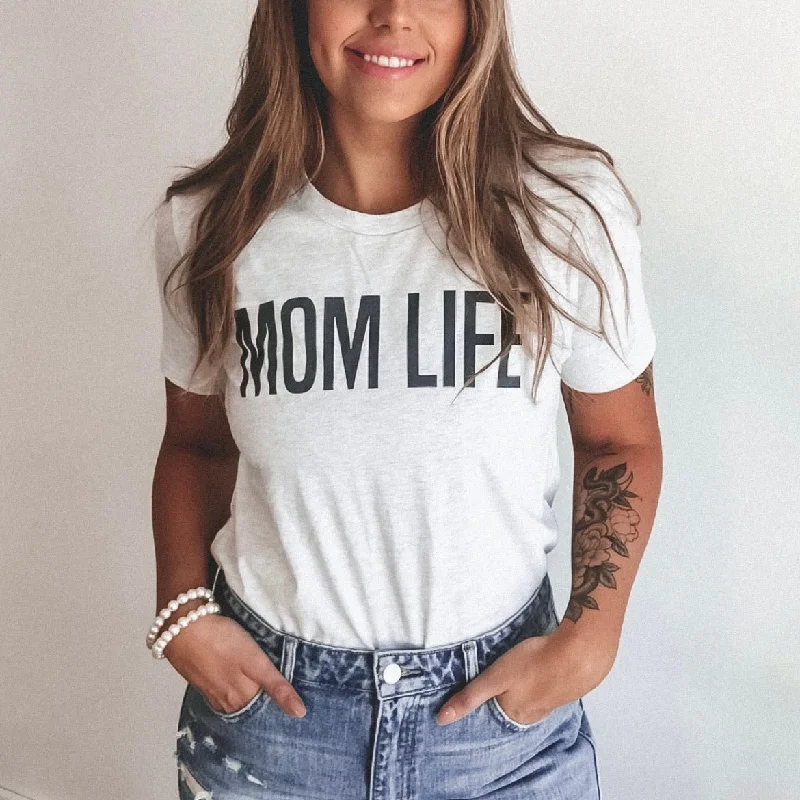 MOM LIFE • Ash Tee Plaid T-Shirt Polka Dot Checkered