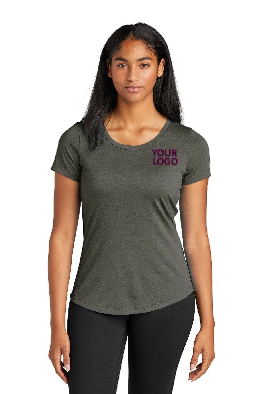 New Era Ladies Performance Scoop Neck Printed Tee's, Graphite Machine Wash Dry Clean Hand Wash