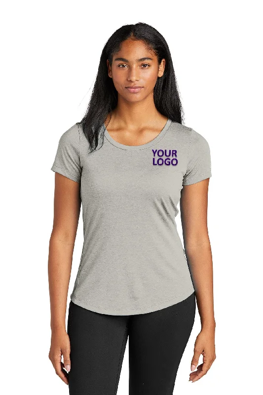 New Era Ladies Performance Scoop Neck Printed Tee's, Rainstorm Grey Houndstooth Herringbone Solid