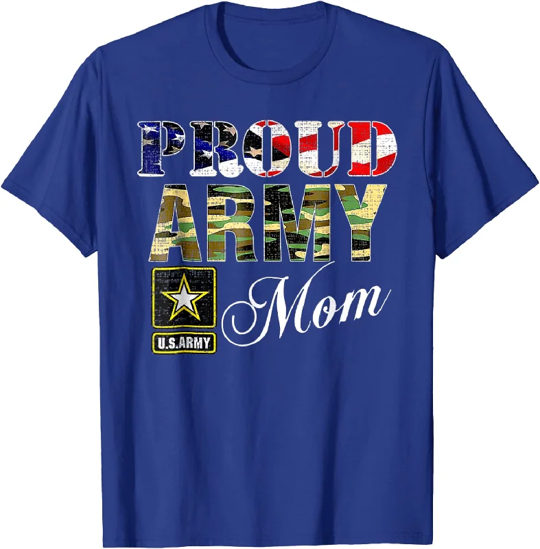 Proud Army Mom With American Flag Gift For Veteran Day T-Shirt Elasticated Padded Insulated