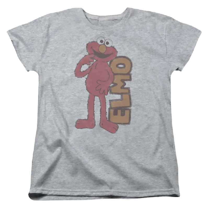 Sesame Street Vintage Elmo Women's T-Shirt Collared T-Shirt Boat Neck A-Line