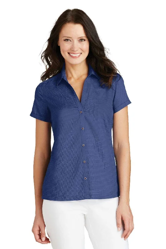 Collared Shirt - Port Authority Ladies Textured Camp Shirt Mesh Fabric Canvas Fabric Denim Fabric