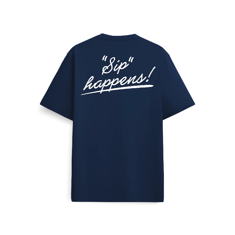 Sip Happens T-Shirt - Navy Mesh Blend Leather Blend Suede Blend