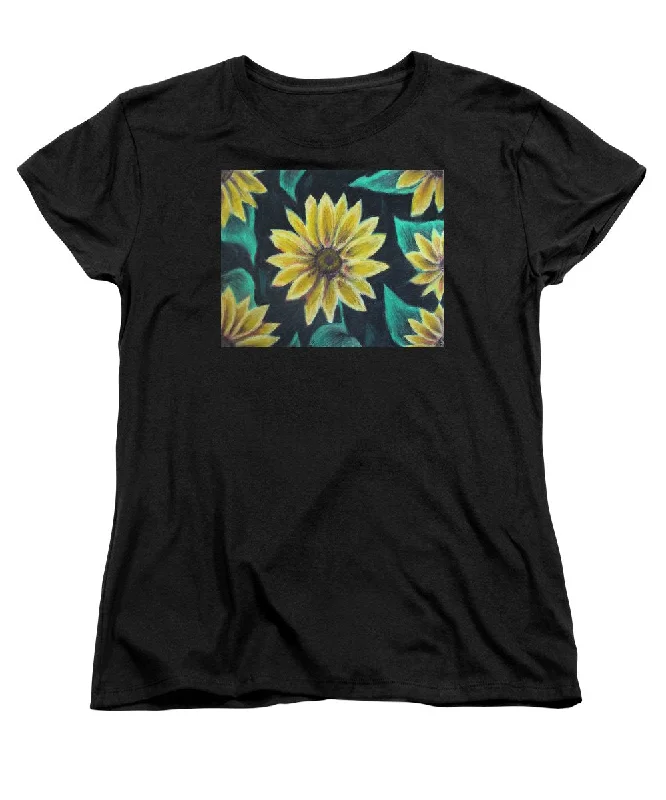 Sunflower Meeting - Women's T-Shirt (Standard Fit) Spandex Blend Rayon Blend Denim Blend