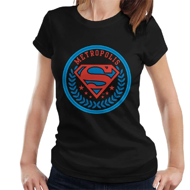 Superman Comic Metropolis Logo Women's T-Shirt Chenille Blend Fleece Blend Nylon Blend