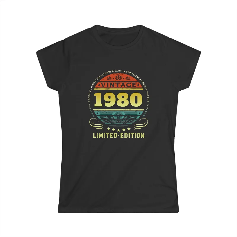 Vintage 1980 Limited Edition 1980 Birthday Shirts for Women Womens Shirts Zippered Buttoned Snapped