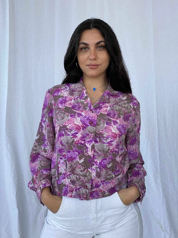 Vintage Handmade Printed Shirt Chenille Brocade Lace