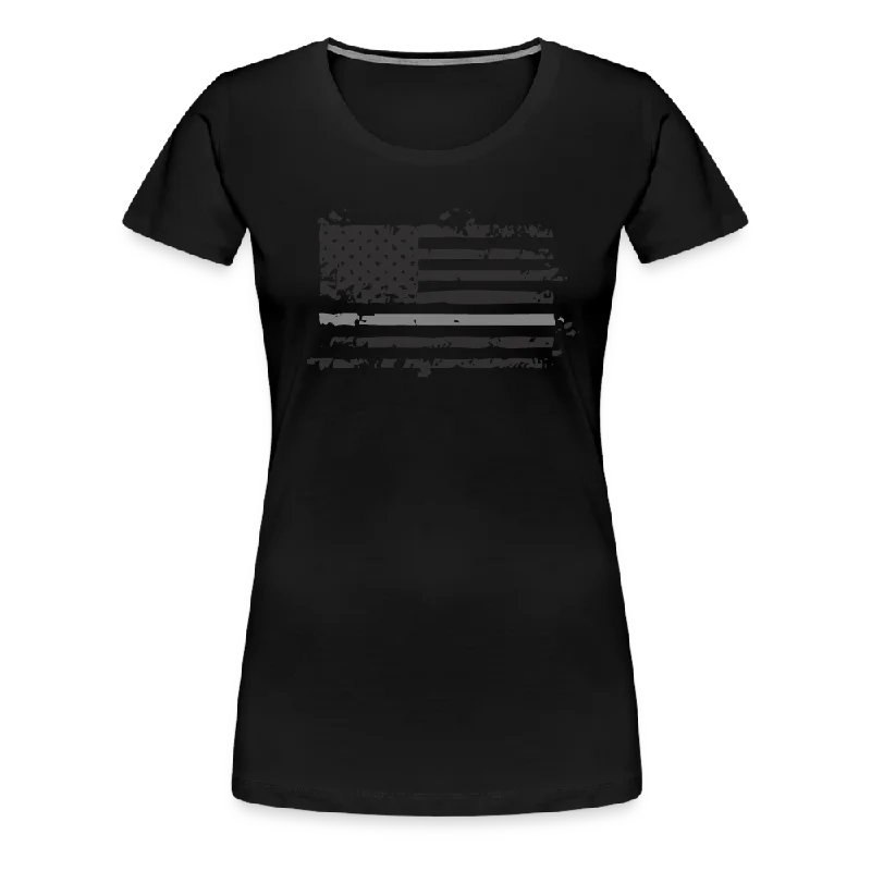 Women’s Premium T-Shirt - Distressed Silver Line Flag Lace Blend Ribbed Blend Corduroy Blend