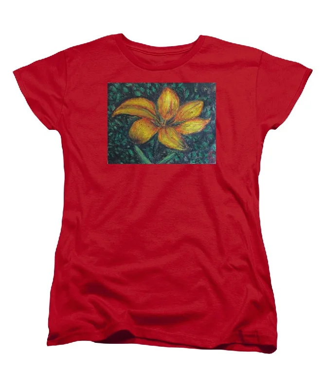 Yellow Petals - Women's T-Shirt (Standard Fit) Jersey Fabric Tulle Fabric Batik Fabric